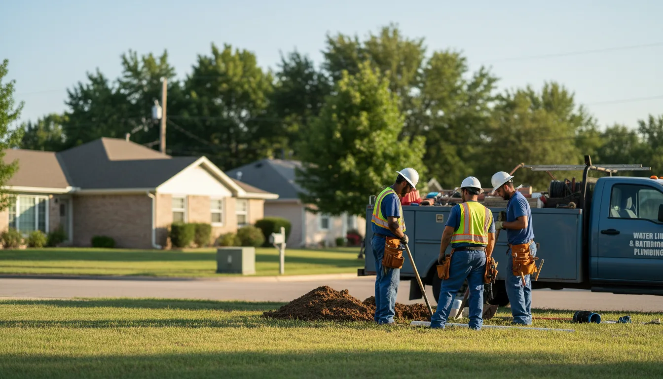 Residential water line and bathroom plumbing service in Thornfield, MO